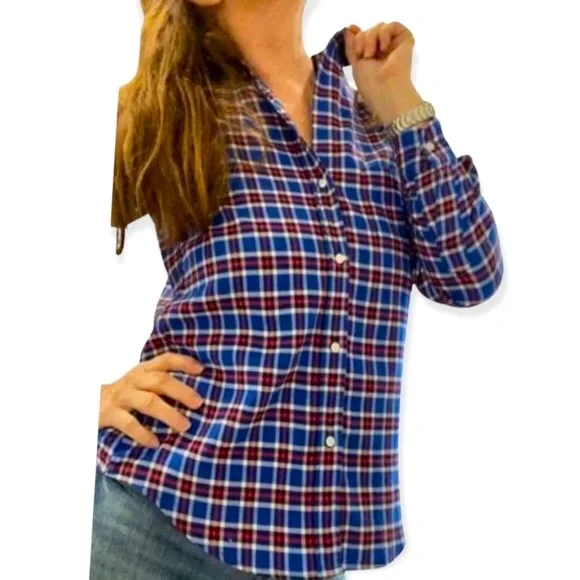 Grayson x Anthropologie The Hero XS, S, M L XL Blue Red Heather Flannel Button